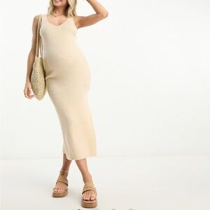ASOS Design Maternity Ribbed Midi Dress